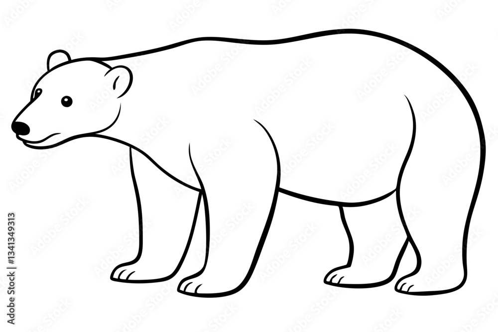 Fototapeta premium polar bear line art silhouette vector illustration