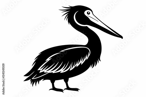 pelican line art silhouette vector illustration