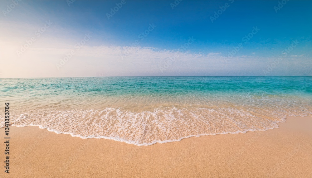 Panoramic sandy beach landscape. Inspiring tropical beach seascape Panoramic sandy beach landscape. Inspiring tropical beach seascape