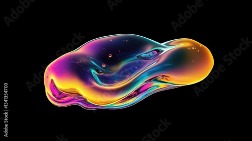 Abstract flowing liquid with neon-inspired iridescence, forming a dynamic, futuristic shape on a black background.