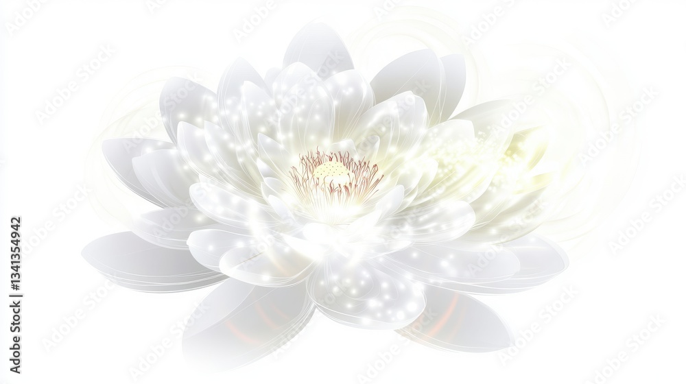 Fototapeta premium Radiant White Lotus Flower: A Glowing Floral Design for Your Desktop