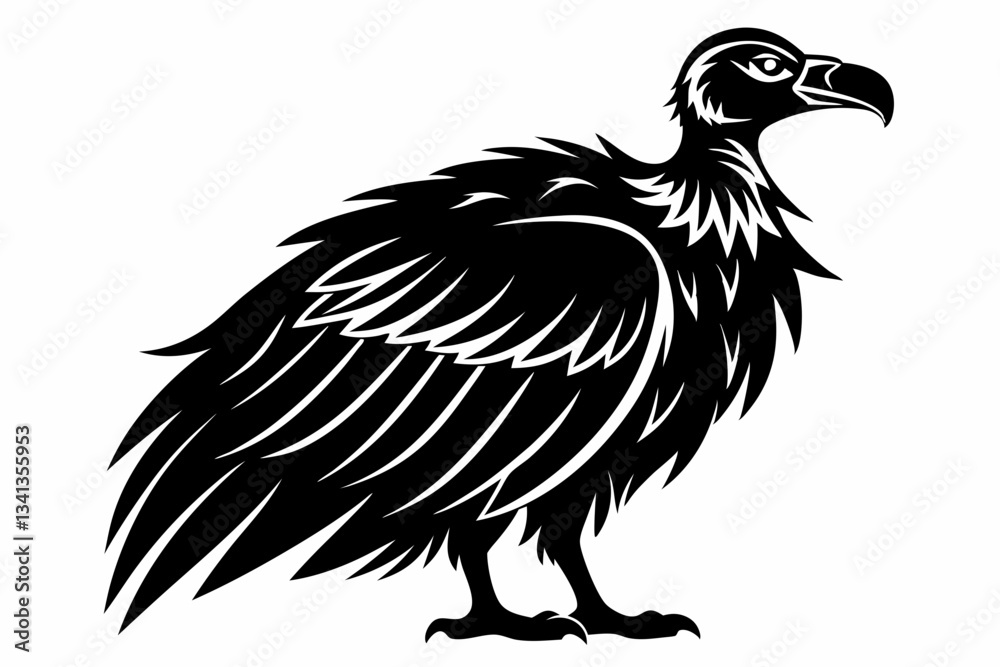 Fototapeta premium vulture line art silhouette vector illustration