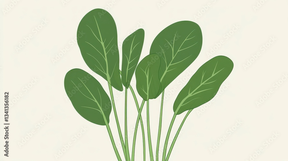 Obraz premium Elegant Green Leaves Design: A Fresh Botanical Illustration Print