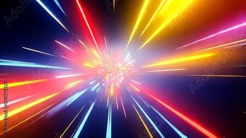 Abstract vibrant speed lines converge to a central point