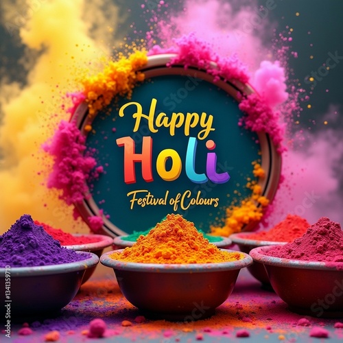 Easy to edit vector illustration of Colorful Happy Hoil background for festival of colors in India