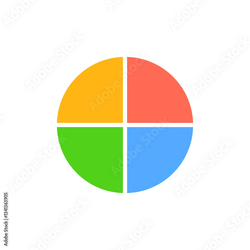 Free Download A simple pie chart showing four equal segments with colors yellow, orange, blue, and green. - GFXLoad
