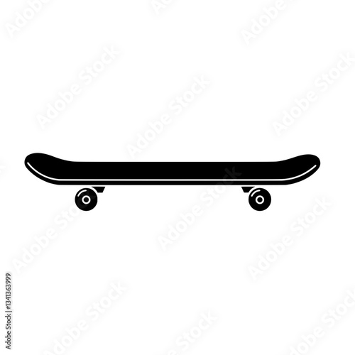 Skateboard Silhouette: A minimalist illustration of a skateboard, perfect for designs related to skate culture, youth, and urban sports. A sleek and simple design, ideal for any creative project.