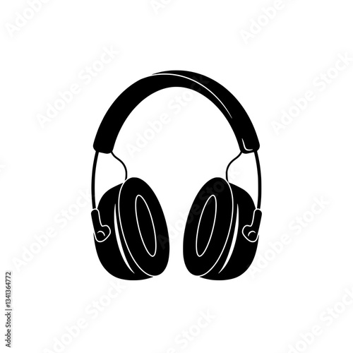 Audio Harmony: A minimalist icon of headphones on a pristine background, symbolizing the essence of sound and music.