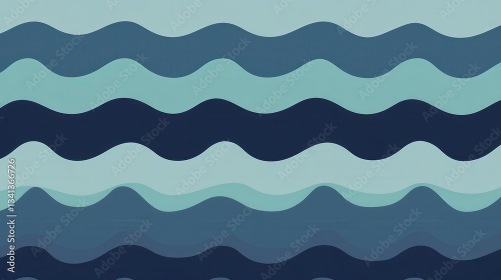 Abstract Wavy Lines Graphic Design, Modern Abstract Art with Blue and Teal Color Palette Abstract Wavy Lines Graphic Design, Modern Abstract Art with Blue and Teal Color Palette