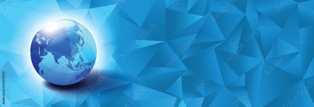 Εκτύπωση καμβά World Globe Far East, Asia, China, India with Triangle Background, Earth with In
