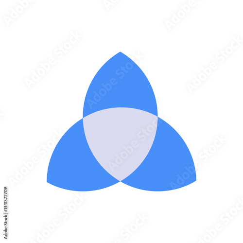 The image shows a blue venn diagram with three circular shapes intersecting and an overlapping part.
