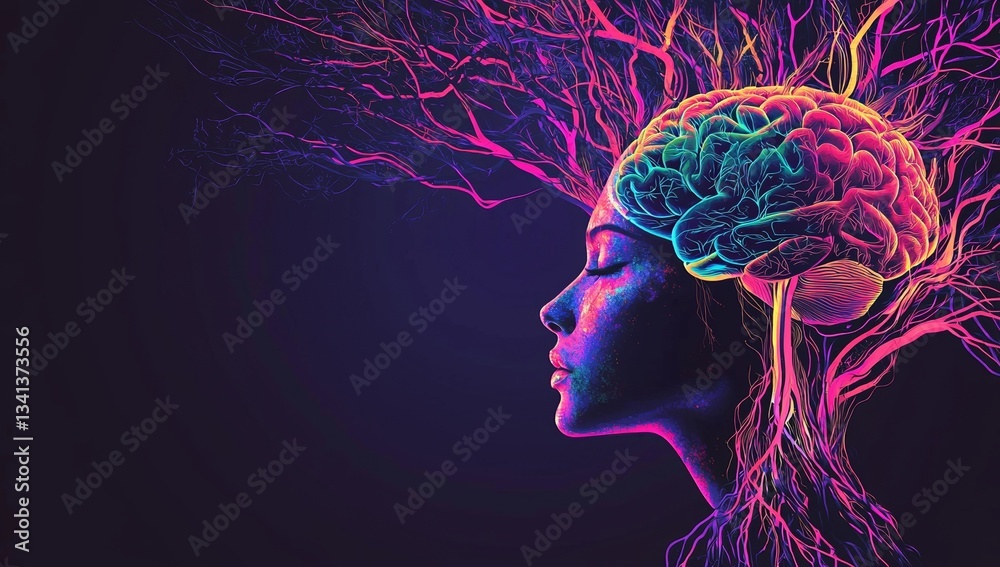 Obraz premium Future style is characterized by the interplay between humans and neural networks, set against a backdrop of white, blue, and gold colors