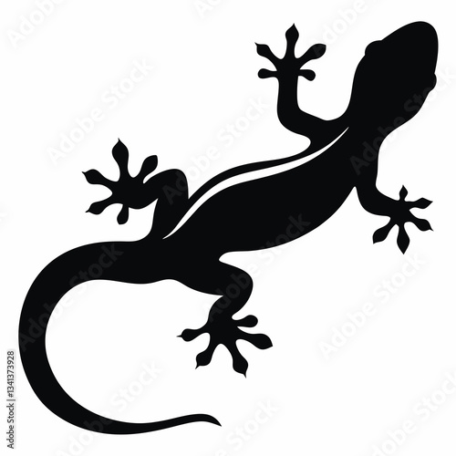 Lizard silhouette climbing a surface