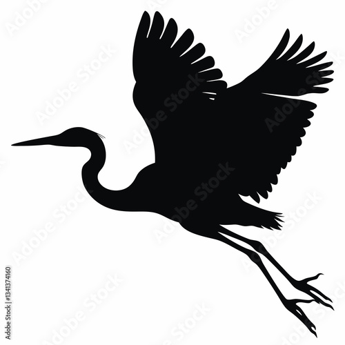 Heron in flight silhouette icon