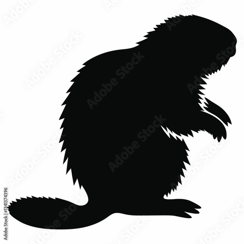 Beaver sitting with bushy tail silhouette icon
