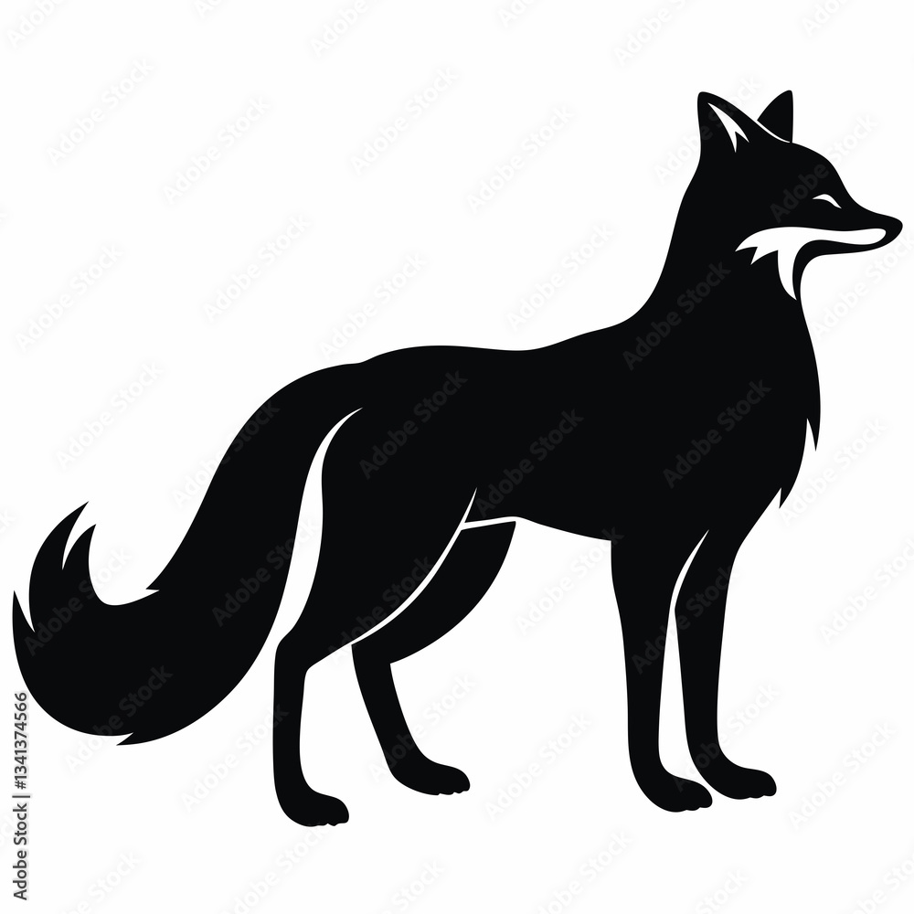 Fox standing in profile silhouette icon Fox standing in profile silhouette icon