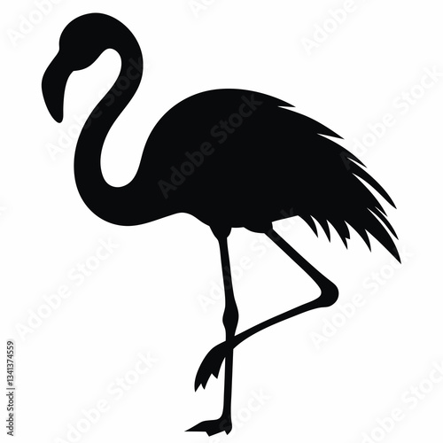 Flamingo standing on one leg silhouette icon