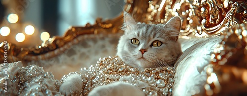 pet royal petfluencer fashion style regal dog or cat in luxuious attire and rich textures