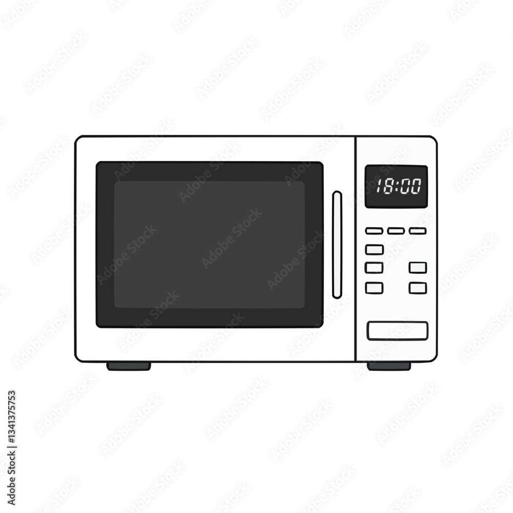 Modern microwave oven with digital display in kitchen setting Modern microwave oven with digital display in kitchen setting