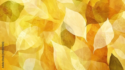 Wallpaper Mural stylized leaves in various yellow tones, overlapping artistically. Torontodigital.ca