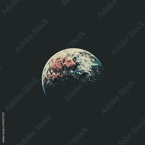 A robotic exploration troop lands on a moon in an alien system, depicted in a 3d illustration