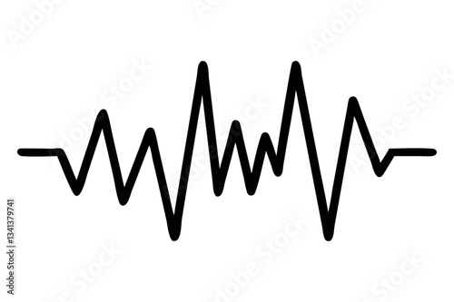 Stylized Line Wave Icons for Representing Sound, Signal, or Frequency Variations in Digital Graphics and Technology Interfaces
