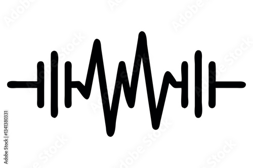 Line Waveform Icon Representing Sound and Signal Oscillations, Ideal for Digital Interfaces, Applications, and Audio Representation