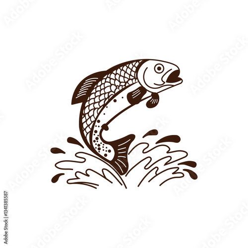 fish jumping out of the water - cut out vector icon