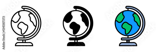 Globe is a spherical representation of Earth, used for geography, travel planning, and education.
