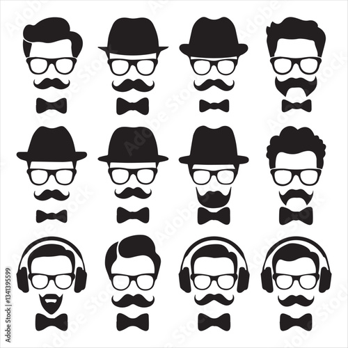 Moustaches silhouette icon vector design illustration,Moustaches symbols. Vintage male moustaches silhouette, funny black mustaches vector illustration set. Retro gentleman moustaches. Hipster man.