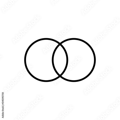 Two intersecting circles form a basic geometric illustration. minimal and bold for visual clarity.