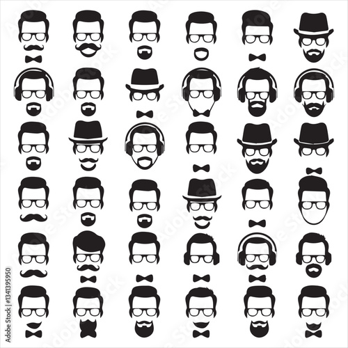 Moustaches silhouette icon vector design illustration,Moustaches symbols. Vintage male moustaches silhouette, funny black mustaches vector illustration set. Retro gentleman moustaches. Hipster man.