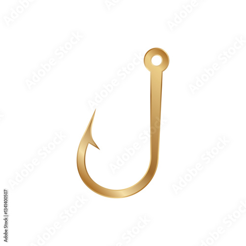 Elegant golden fish hook with a sleek design, ideal for fishing beginners and seasoned anglers.