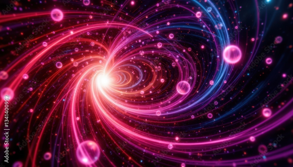 Cosmic Energy Swirl Create an abstract image depicting a swirling vortex of bright reds, purples, and blues