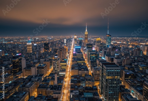 arial view of a city at night