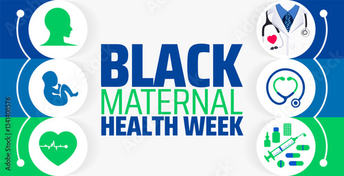 Black Maternal Health Week background banner or poster design template. observed every year in  April. Holiday concept. Use to any Template, card, poster, placard, template.