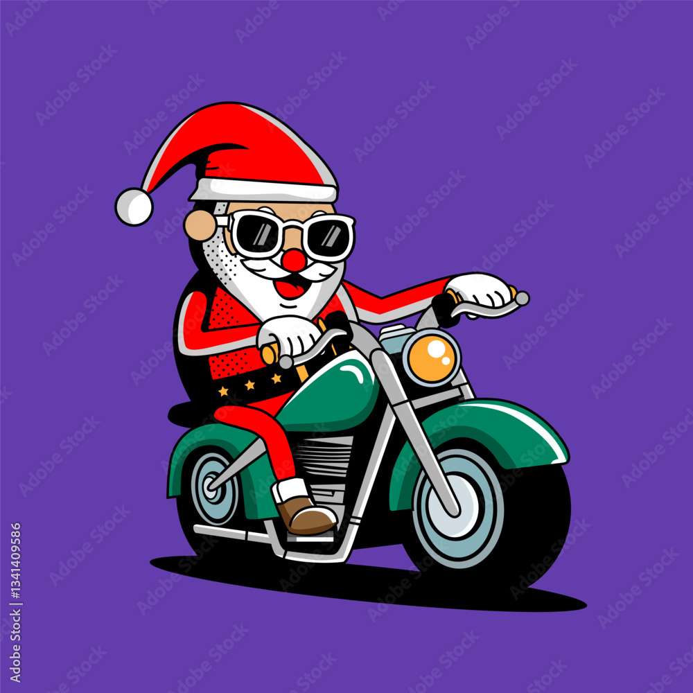 GROOVY CHRISMAST SANTA RIDING MOTORCYCLE GROOVY CHRISMAST SANTA RIDING MOTORCYCLE