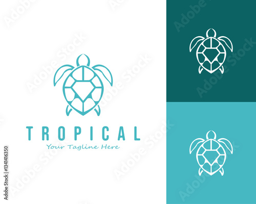 tropical turtle logo vector