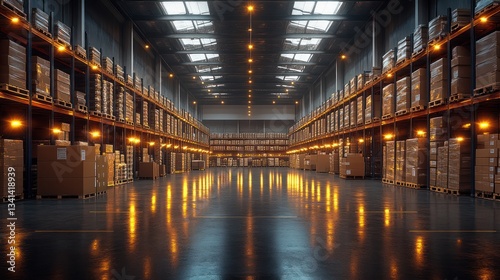 Modern Warehouse Interior Storage and Logistics