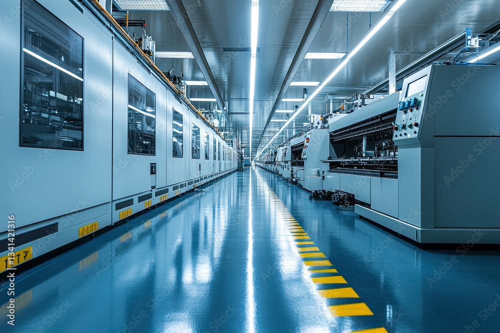 Fototapeta premium Industrial-grade PCB manufacturing plant producing high-density circuits