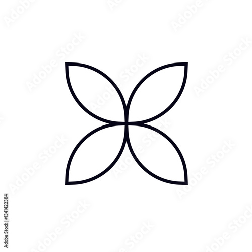 This design features four symmetrical petals arranged in a balanced pattern with bold lines. photo