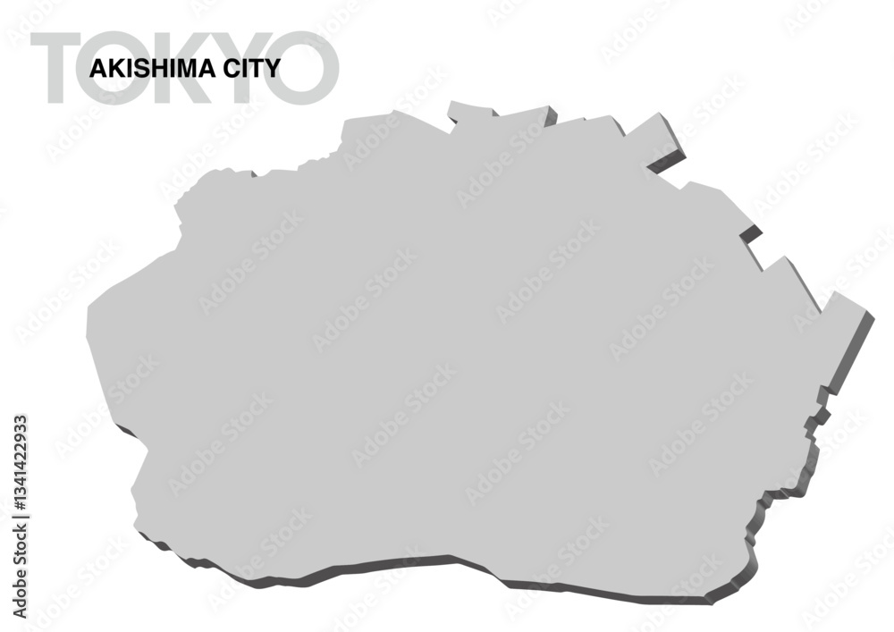 Obraz premium 東京都昭島市の3D地図