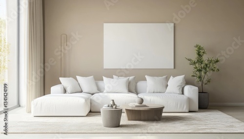 A Comfortable Modern Living Room With White Furniture Decor