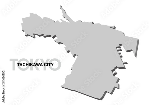東京都立川市の3D地図