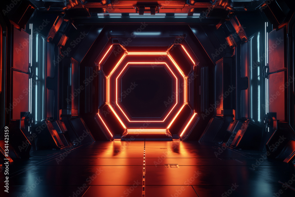 A bold, digital-inspired 3D background featuring thick, metallic hexagons connected by illuminated lines. The dark, futuristic aesthetic combined with glowing accents makes it perfect for sci-fi,