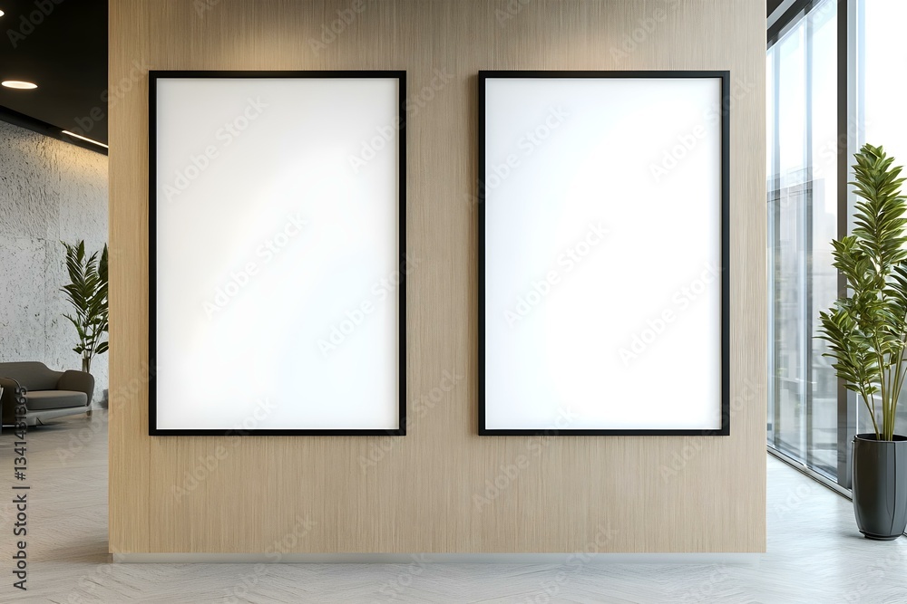 Office Wall with Blank Posters