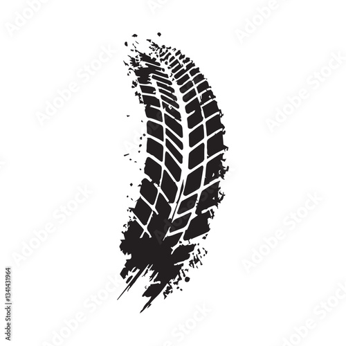 Black car tire tracks vector. Dirty tyre tracks stock flat design 