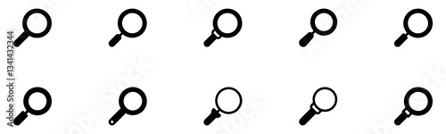 Magnifying glass icon set. Magnifier icon. Search icon. Vector Illustration. EPS 10