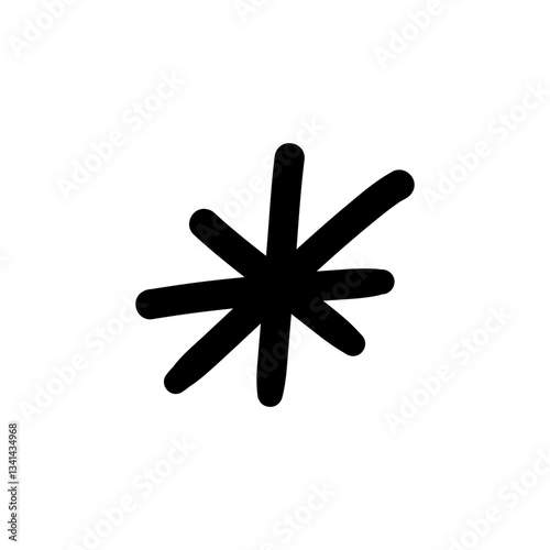 Hand-drawn asterisk line. Abstract random doodle icon.