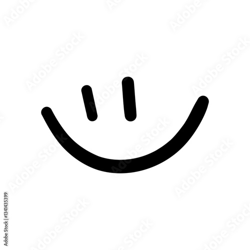 Hand-drawn smile line. Abstract random doodle icon.